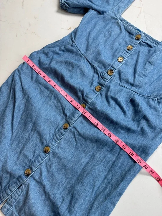 Old Navy Maternity Puff Sleeve Denim Button Front Dress Sz S Summer Western - Picture 8 of 11